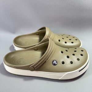 CROCS Crocband II Light Olive Green Slip-On Clogs with White Soles